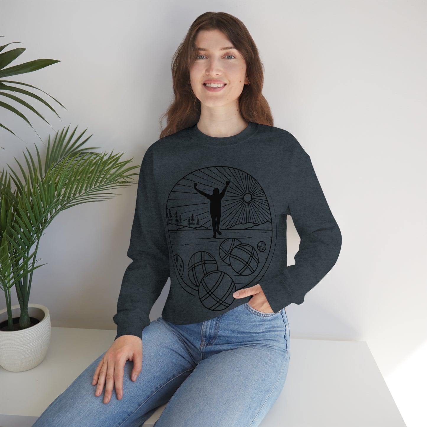 Unisex Heavy Blend Crewneck Petanque Design Sweatshirt