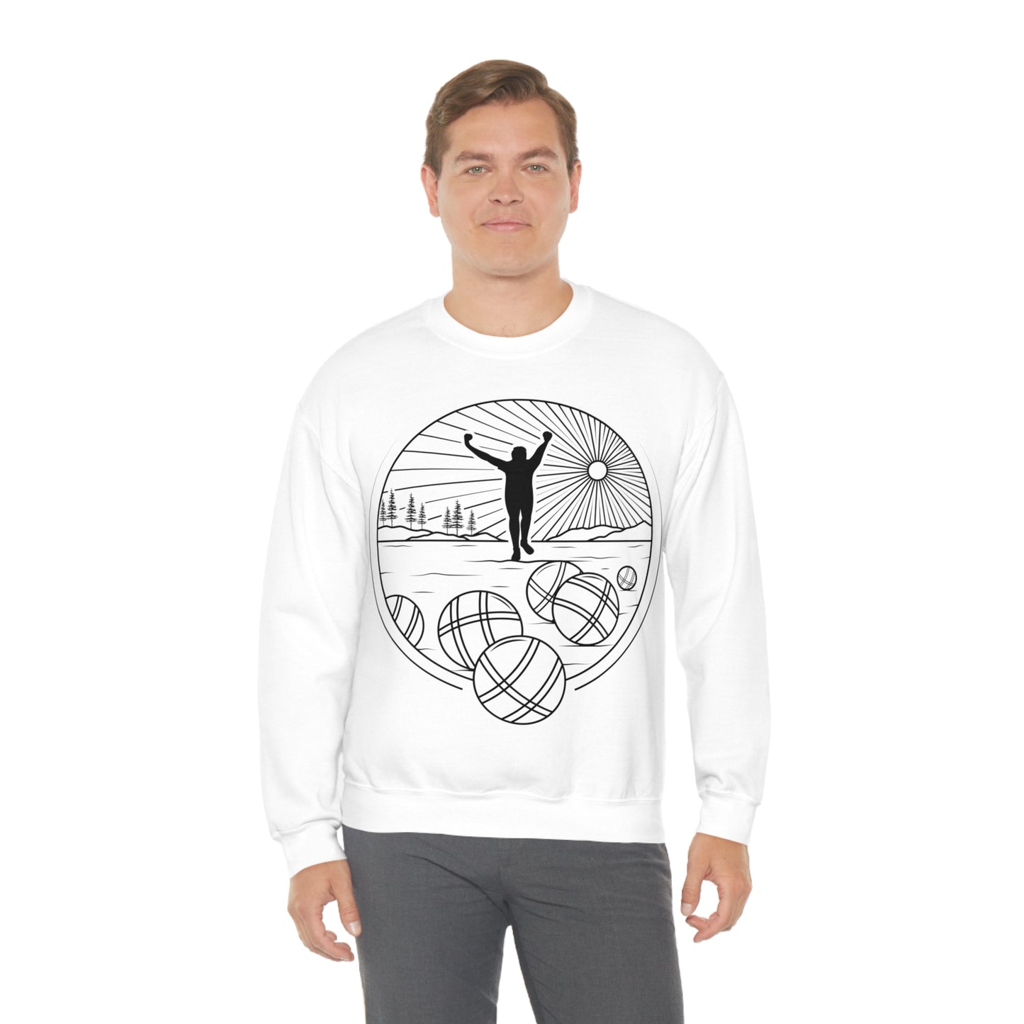 Unisex Heavy Blend Crewneck Petanque Design Sweatshirt