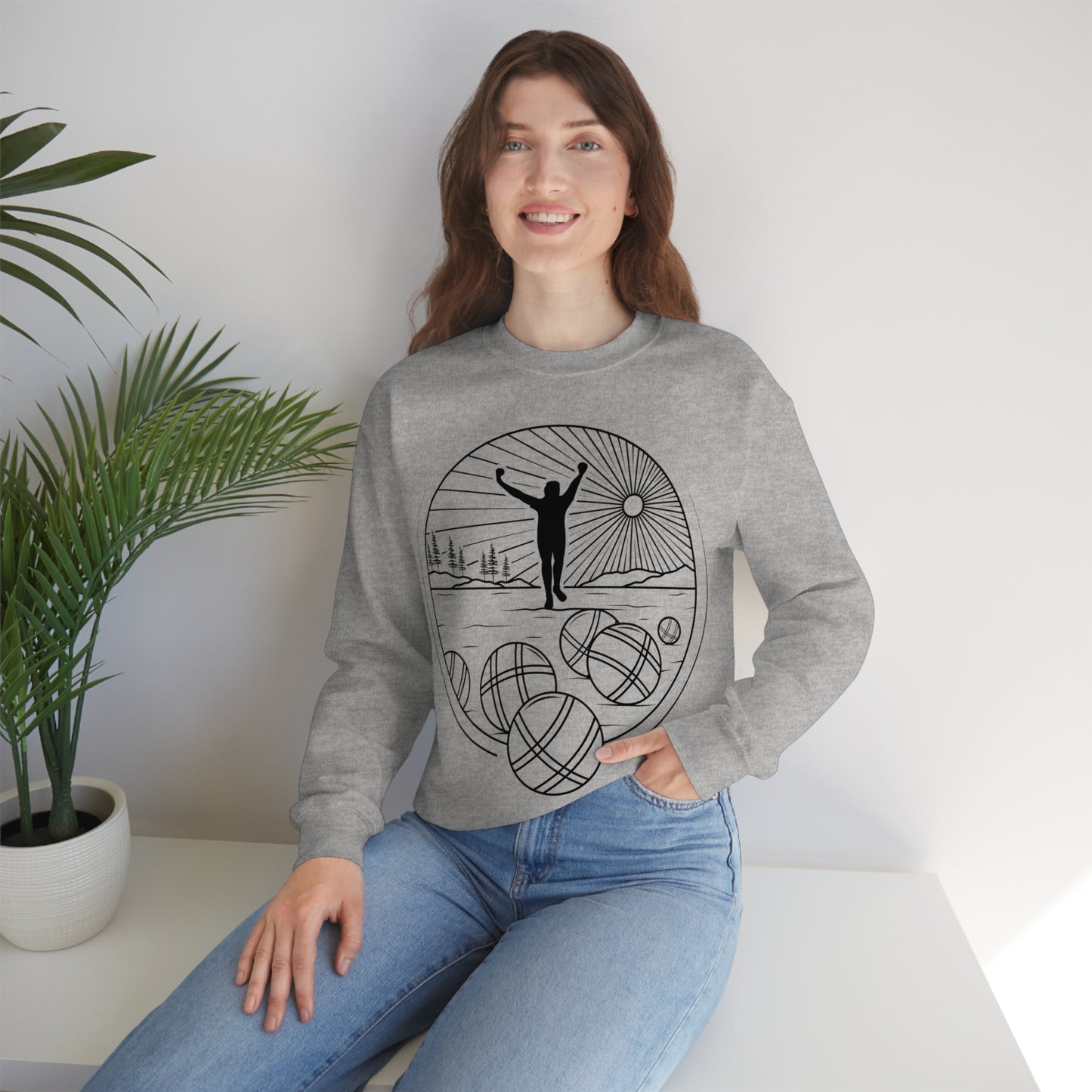 Unisex Heavy Blend Crewneck Petanque Design Sweatshirt