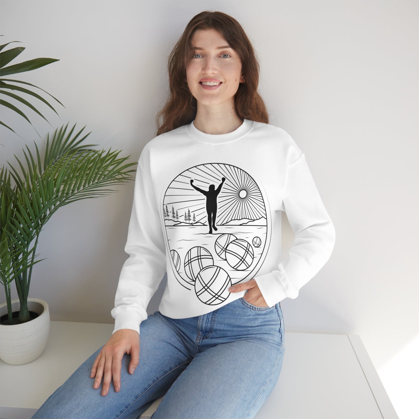 Unisex Heavy Blend Crewneck Petanque Design Sweatshirt